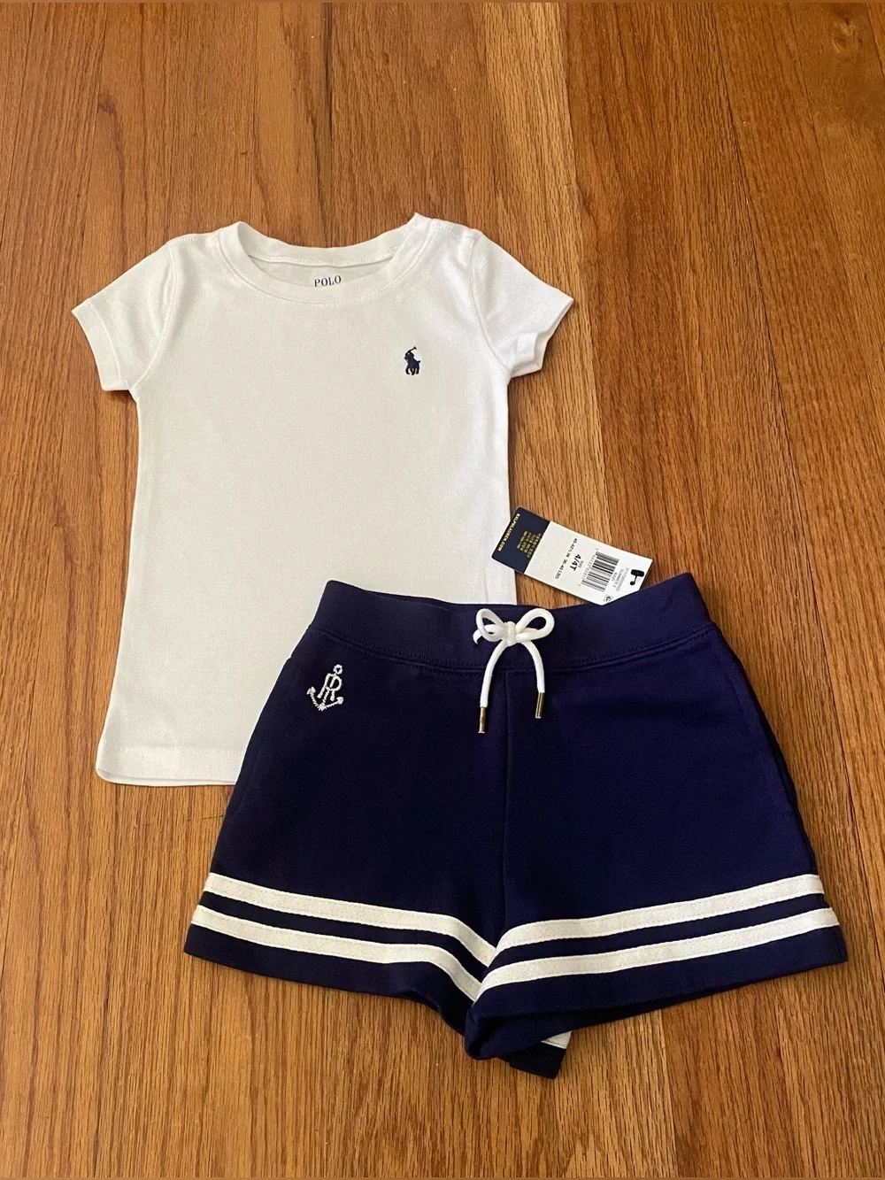 Polo Ralph Lauren White Tee with Navy Anchor Shorts Set